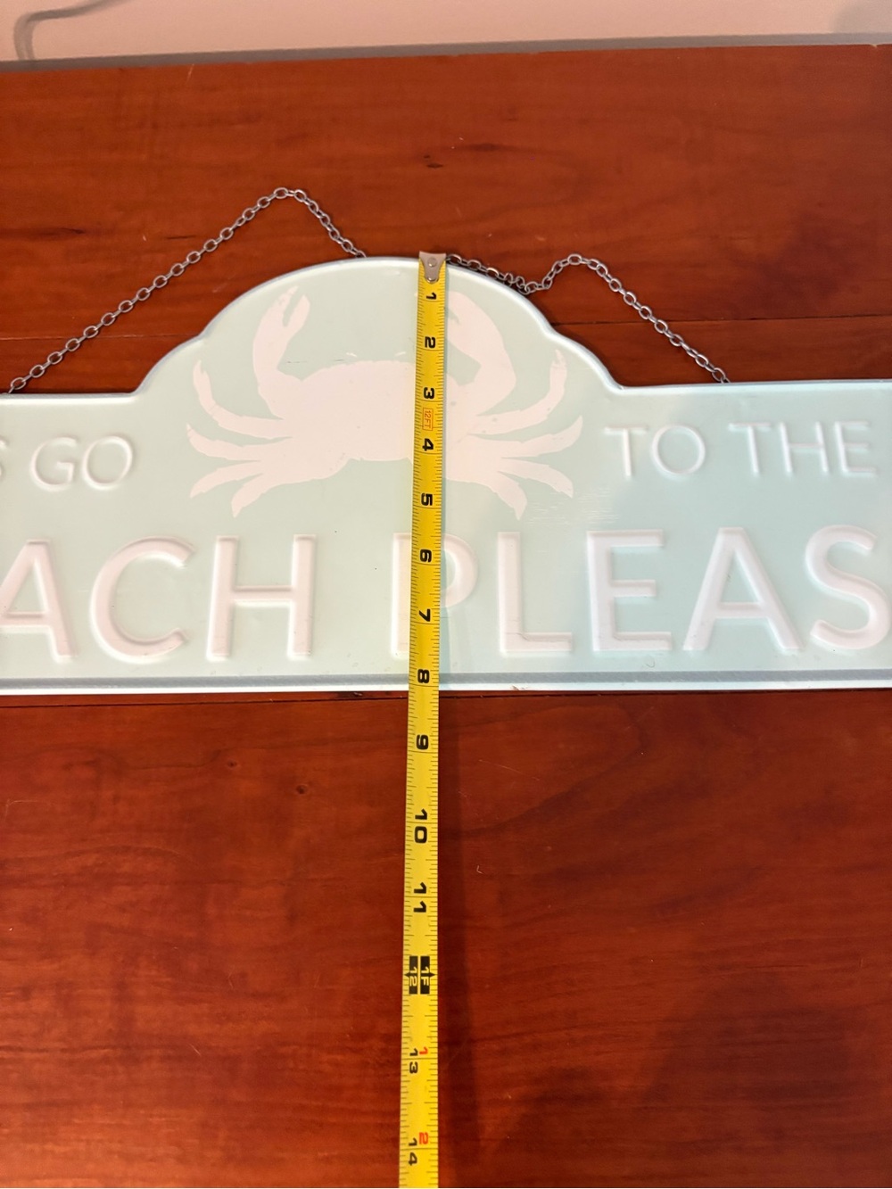 Coastal Beach Crab Wall Sign Aqua “Let’s Go To The Beach Please” Nautical Decor - Picture 3 of 5